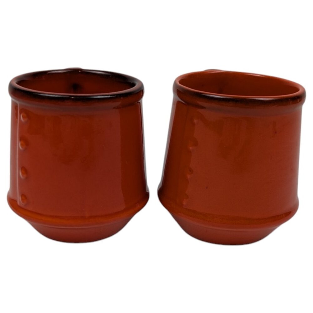 Set of 2 Metlox Poppytrail Red Rooster Small Mug 1960's Retro, Scalloped Handles - Picture 4 of 11